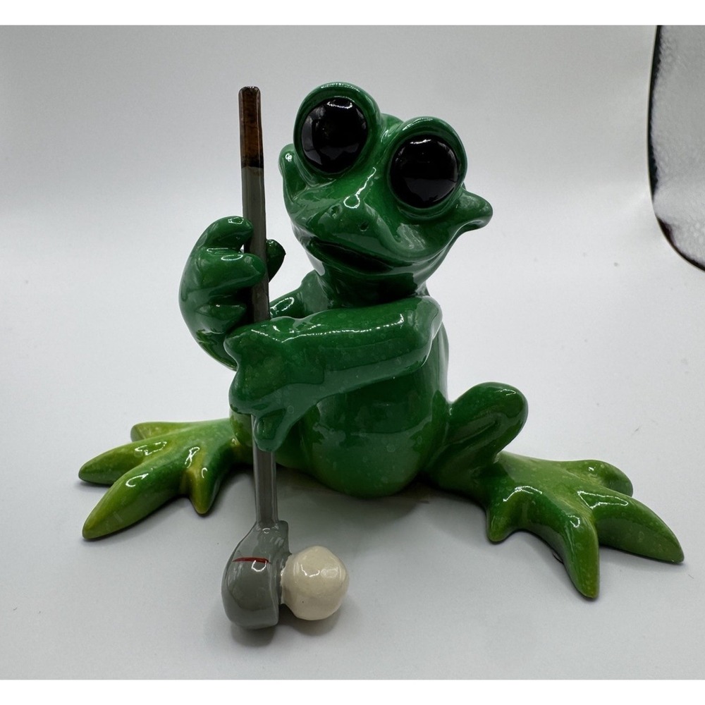 KITTY'S CRITTERS On The Green FROG CERAMIC‎ WITH BOX 2007 Golfers Gift